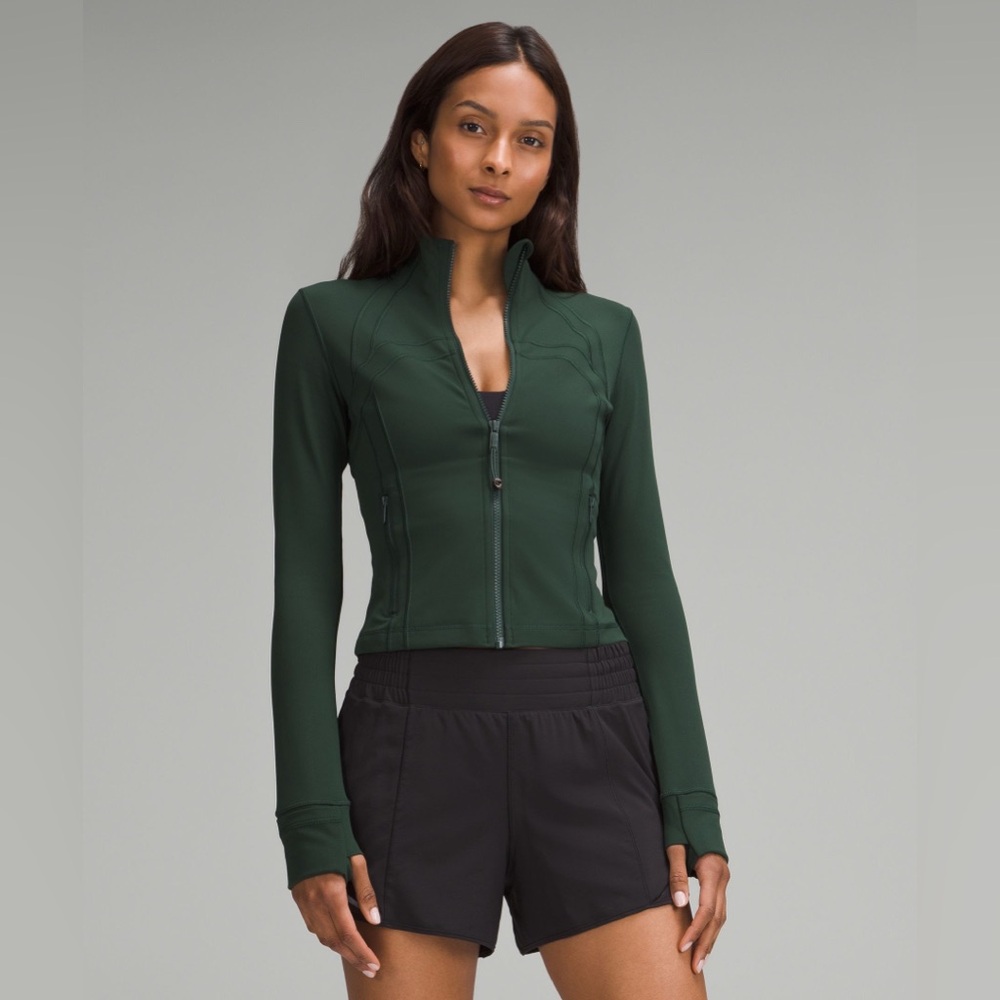 🩰RARE Lululemon🩰Sz 10 Define Cropped Jacket Nulu Legacy Green Workout Zip Up